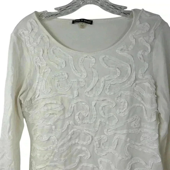 Cable & Gauge Women's M White Long Sleeve Swirl Design Blouse - Picture 2 of 7